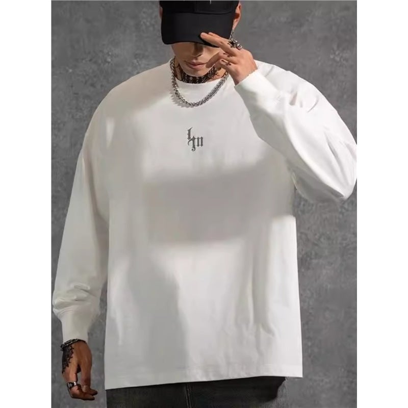 Plus Size Men'S Cotton Long-Sleeved T-Shirt Base Shirt Loose Plus Fat Plus Size Fitness Sports Top - Image 3