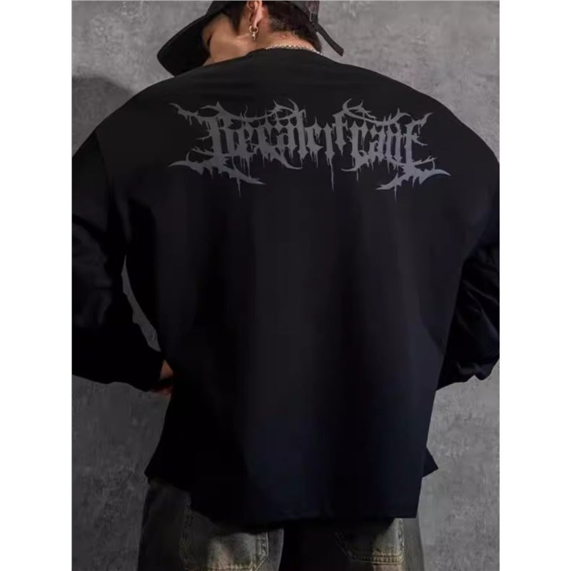 Plus Size Men'S Cotton Long-Sleeved T-Shirt Base Shirt Loose Plus Fat Plus Size Fitness Sports Top - Image 4