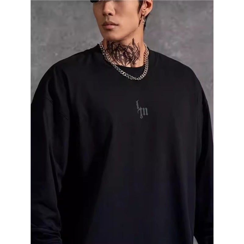 Plus Size Men'S Cotton Long-Sleeved T-Shirt Base Shirt Loose Plus Fat Plus Size Fitness Sports Top - Image 5