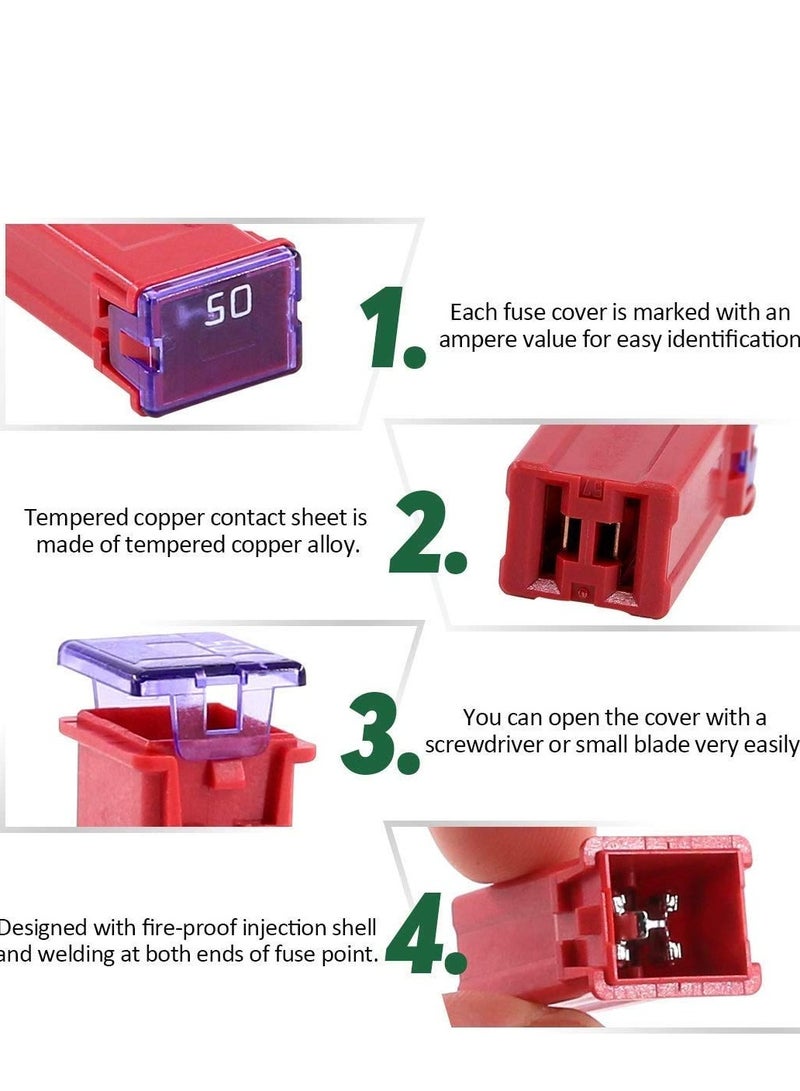 Loquat 12pcs Automotive Tall Profile Jcase Box Shaped Assorted Fuse for Trucks,Cars and SUV,Boat(20A/25A/30A/40A/50A/60A,Each 2pcs) - Image 3