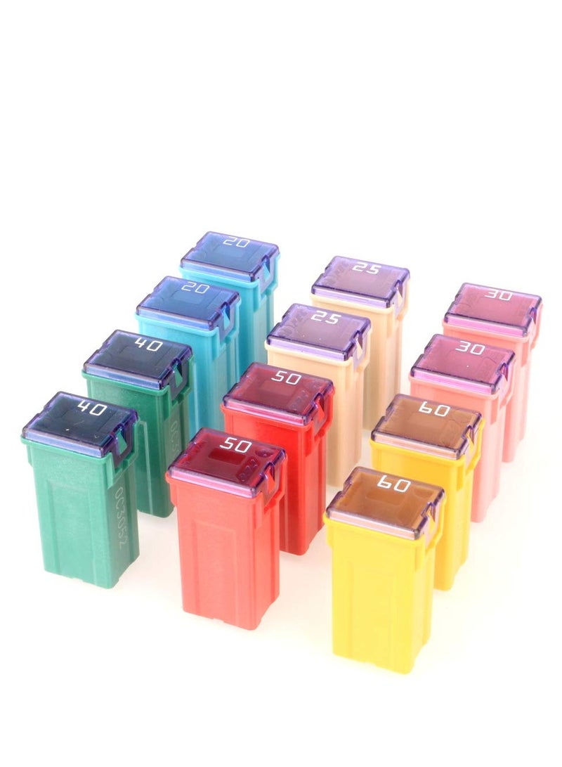 Loquat 12pcs Automotive Tall Profile Jcase Box Shaped Assorted Fuse for Trucks,Cars and SUV,Boat(20A/25A/30A/40A/50A/60A,Each 2pcs) - Image 4