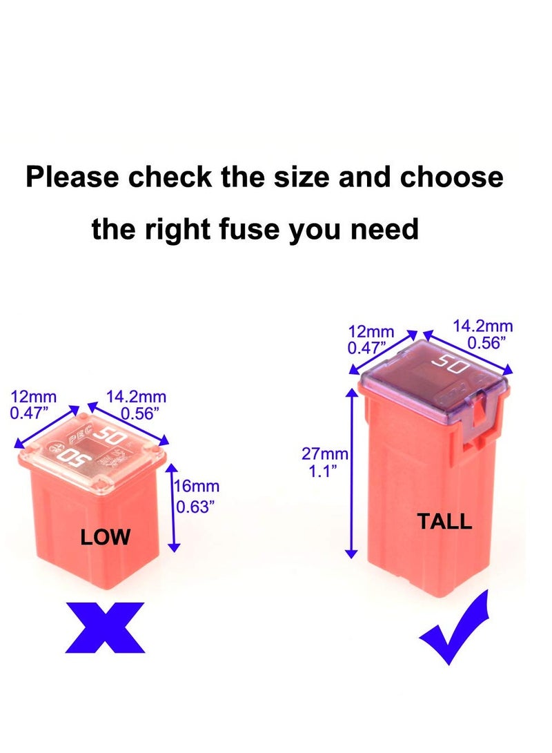 Loquat 12pcs Automotive Tall Profile Jcase Box Shaped Assorted Fuse for Trucks,Cars and SUV,Boat(20A/25A/30A/40A/50A/60A,Each 2pcs) - Image 2