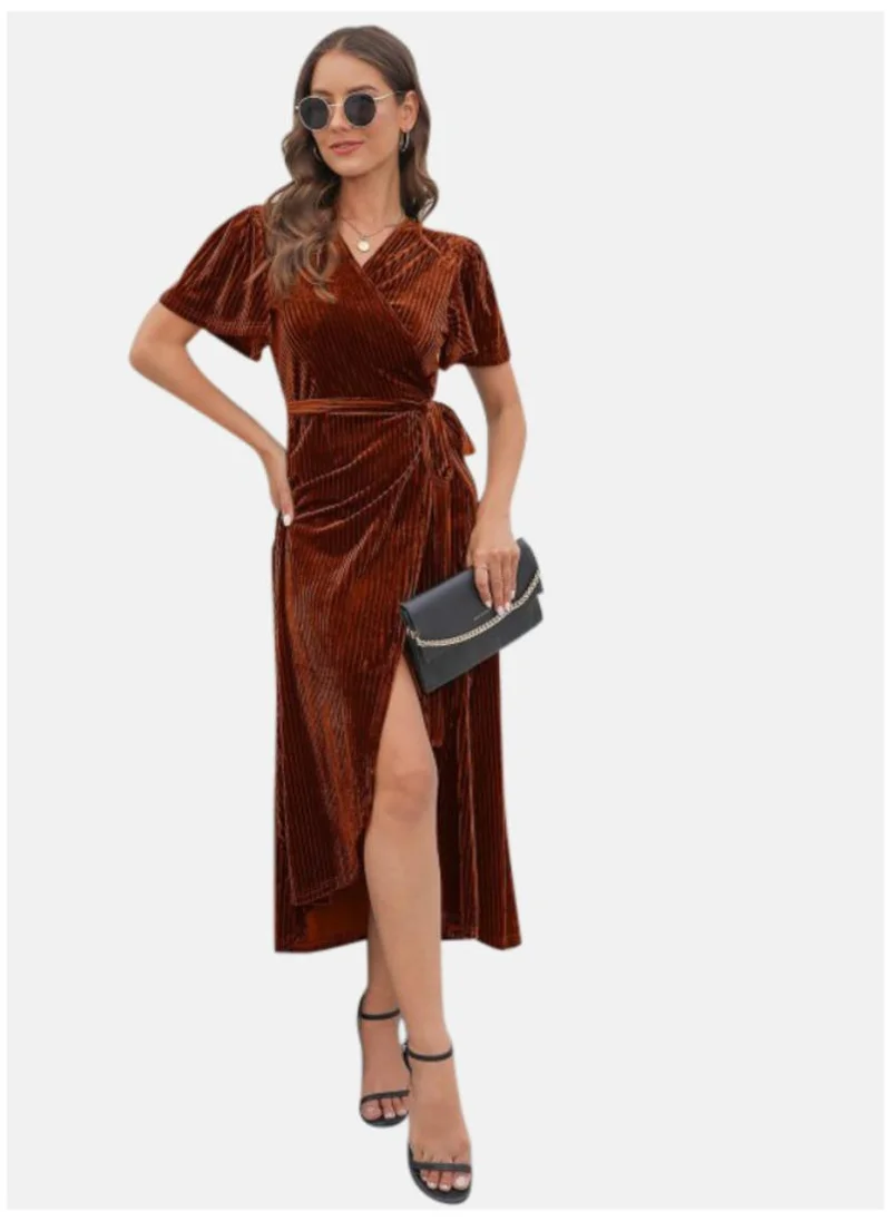 YUNIQEE Velvet Wrap Midi Dress