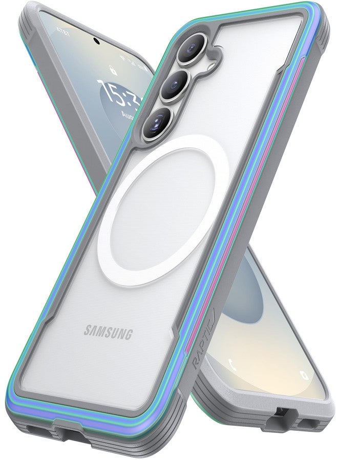 رابتيك جراب RAPTIC Shield المغناطيسي لهاتف سامسونج جالاكسي S25 - متوافق مع MagSafe، [حماية من السقوط من ارتفاع 13 قدمًا وفقًا للمعايير العسكرية]، إطار من الألومنيوم المؤكسد المتين المقاوم للصدمات، جراب نحيف لهاتف سامسونج S25، لون متقزح FB-429214 - Image 1