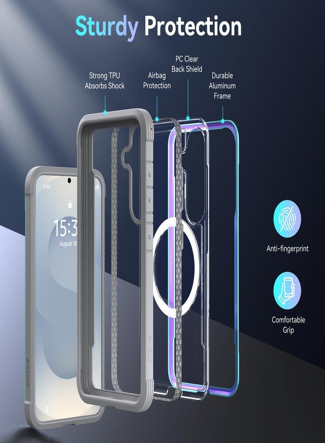 رابتيك جراب RAPTIC Shield المغناطيسي لهاتف سامسونج جالاكسي S25 - متوافق مع MagSafe، [حماية من السقوط من ارتفاع 13 قدمًا وفقًا للمعايير العسكرية]، إطار من الألومنيوم المؤكسد المتين المقاوم للصدمات، جراب نحيف لهاتف سامسونج S25، لون متقزح FB-429214 - Image 3