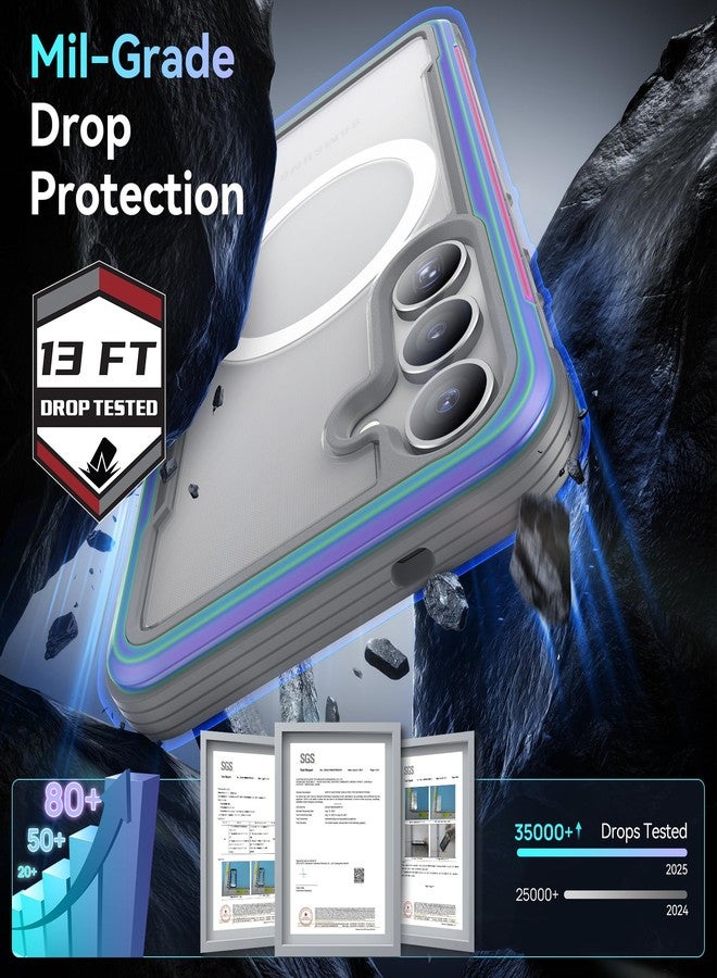 رابتيك جراب RAPTIC Shield المغناطيسي لهاتف سامسونج جالاكسي S25 - متوافق مع MagSafe، [حماية من السقوط من ارتفاع 13 قدمًا وفقًا للمعايير العسكرية]، إطار من الألومنيوم المؤكسد المتين المقاوم للصدمات، جراب نحيف لهاتف سامسونج S25، لون متقزح FB-429214 - Image 2