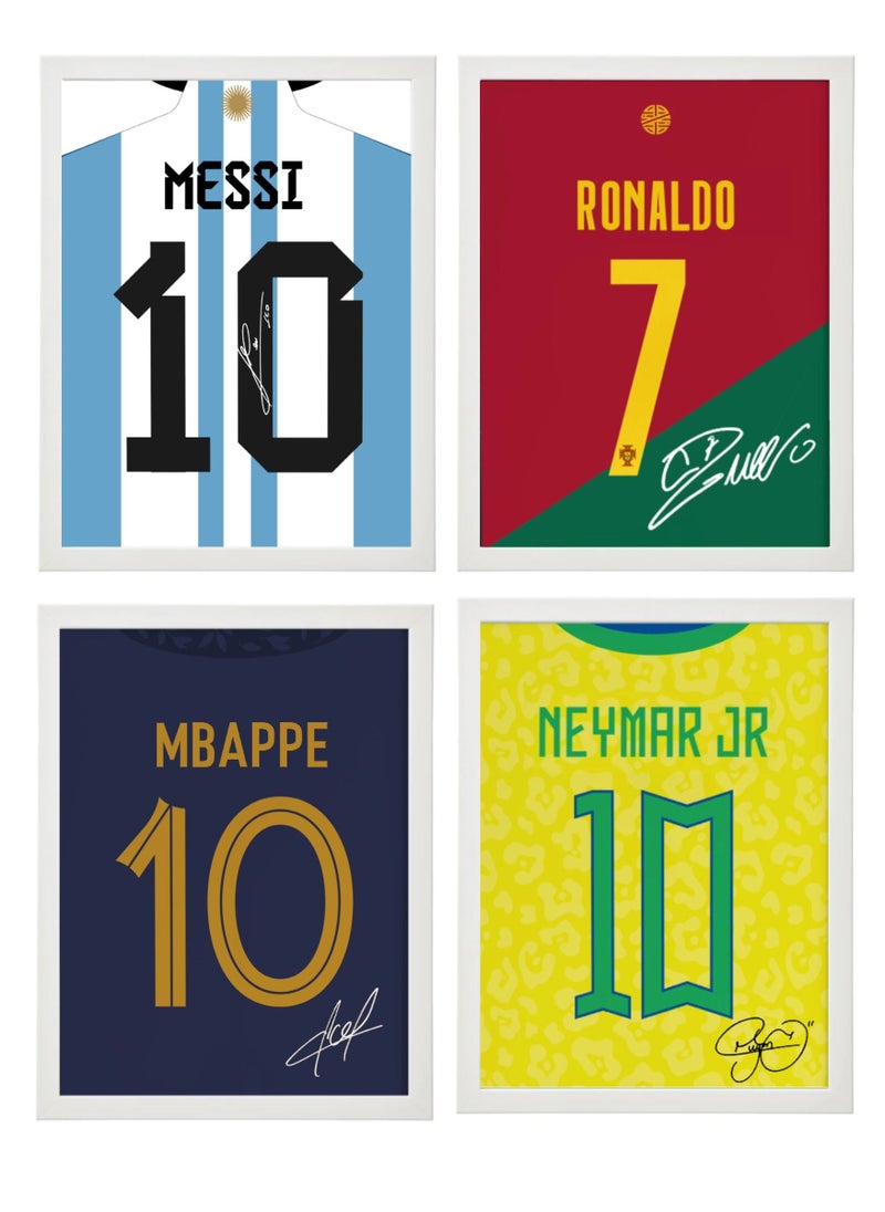 Boomah Accessories - Set of 4, Messi, Ronaldo, Neymar and Mbappe Autographed Jersey Poster with Frame 30x40cm - Image 1