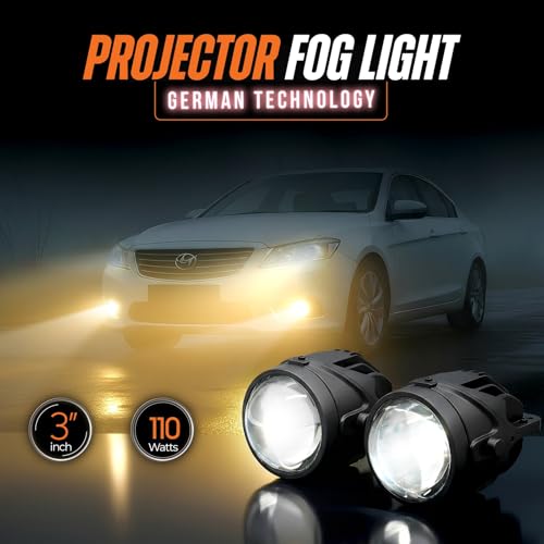 myTVS 110W 3-Inch Tri-Color Projector Fog Light | Dual Beam (High/Low), IP67 Waterproof, Pure white, Warm white and Golden yellow| German Technology | 2-Year Warranty | Universal Fit for All Cars - Image 4
