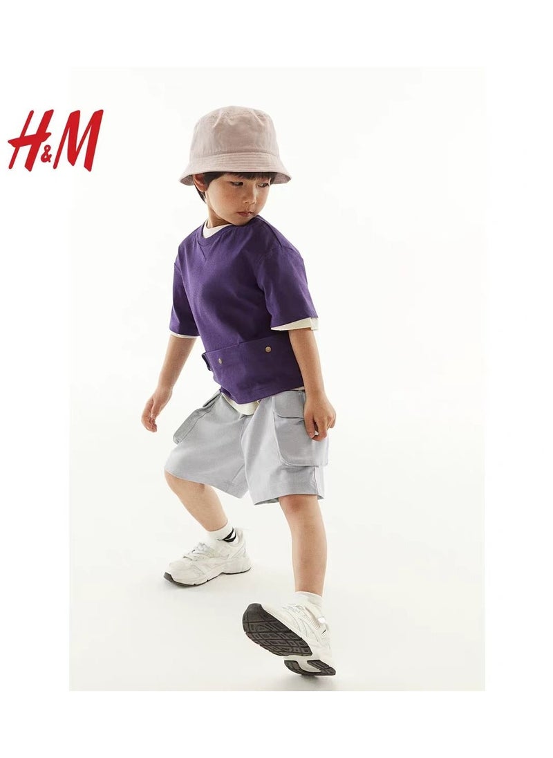 H and M - HM Children's Summer Cotton Casual Simple Elastic Waist Comfortable Casual Pants - Image 1