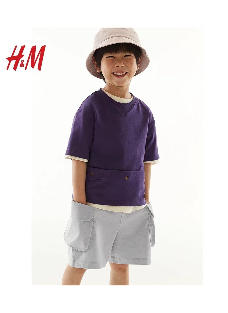H and M - HM Children's Summer Cotton Casual Simple Elastic Waist Comfortable Casual Pants - Image 1