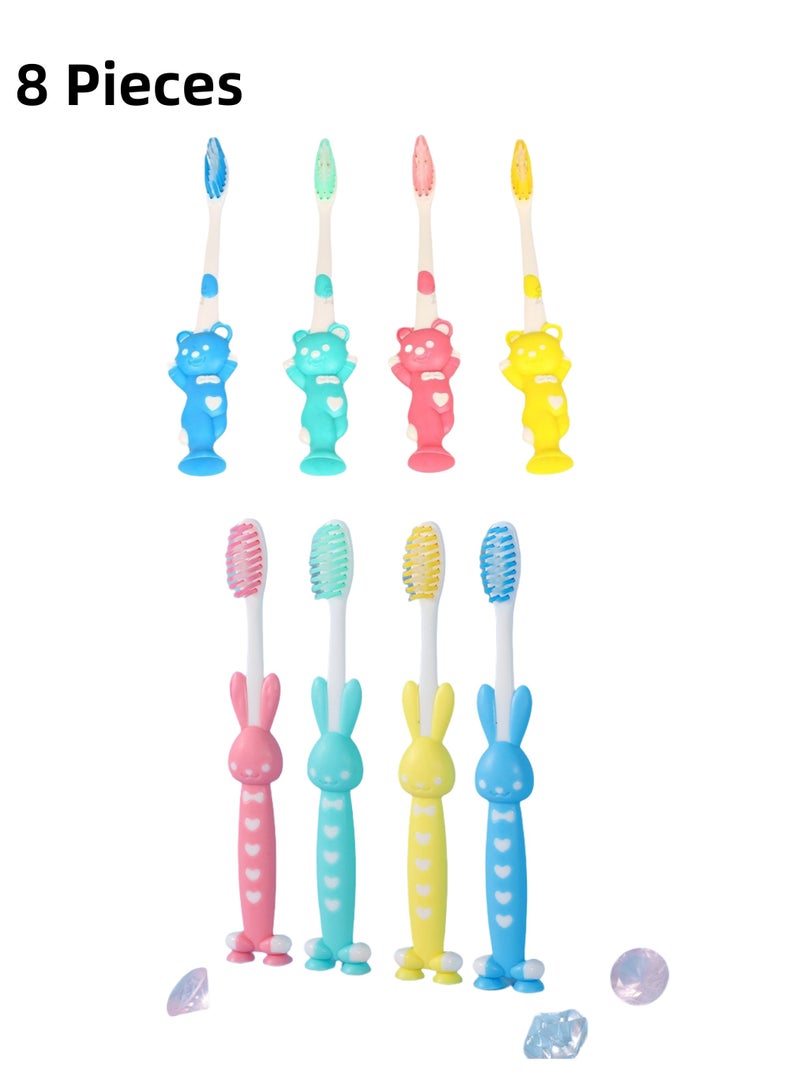 8-Piece set of Children's Toothbrush, Children's Soft Toothbrush, Animimal Shape Manual Toothbrush, Suitable for Boys Girls Toothbrush 2-10 Years(8 Colors) - Image 1