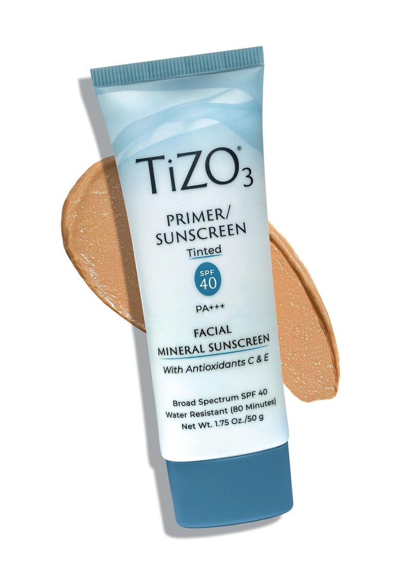 Tizo - TiZO3 Facial Mineral Sunscreen and Primer, Tinted Broad Spectrum SPF 40 with Antioxidants, Sheer matte finish, Fragrance-Free, Oil-Free, Dermatologist-recommended, PA+++ 1.75 oz - Image 1