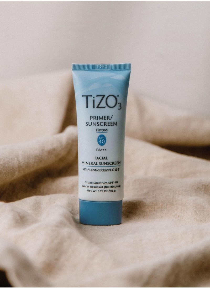 Tizo - TiZO3 Facial Mineral Sunscreen and Primer, Tinted Broad Spectrum SPF 40 with Antioxidants, Sheer matte finish, Fragrance-Free, Oil-Free, Dermatologist-recommended, PA+++ 1.75 oz - Image 1