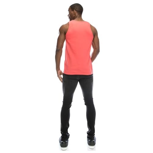 JC DISTRO Men's Casual Tank Top, Athletic Sleeveless Jersey Shirts, 100 Premium Cotton, Coral Large - Image 5