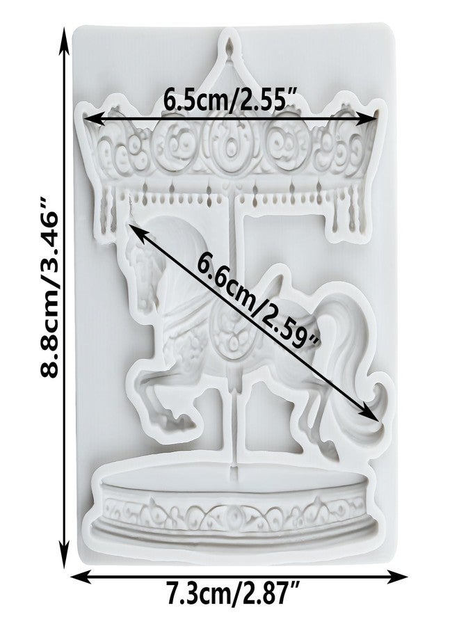 MYPRACS Carousel Horse Silicone Fondant Molds 3D Merry-Go-Round Chocolate Candy Mold For Baby Shower Cake Decoration Cupcake Topper Candy Polymer Clay Chocolate Gum Paste - Image 2
