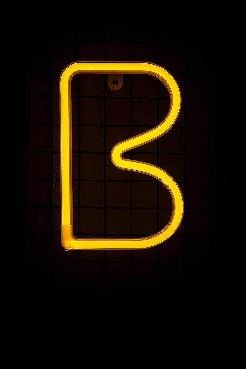 Horoof Home Yellow Neon Letter B LED Wall Light - Image 1