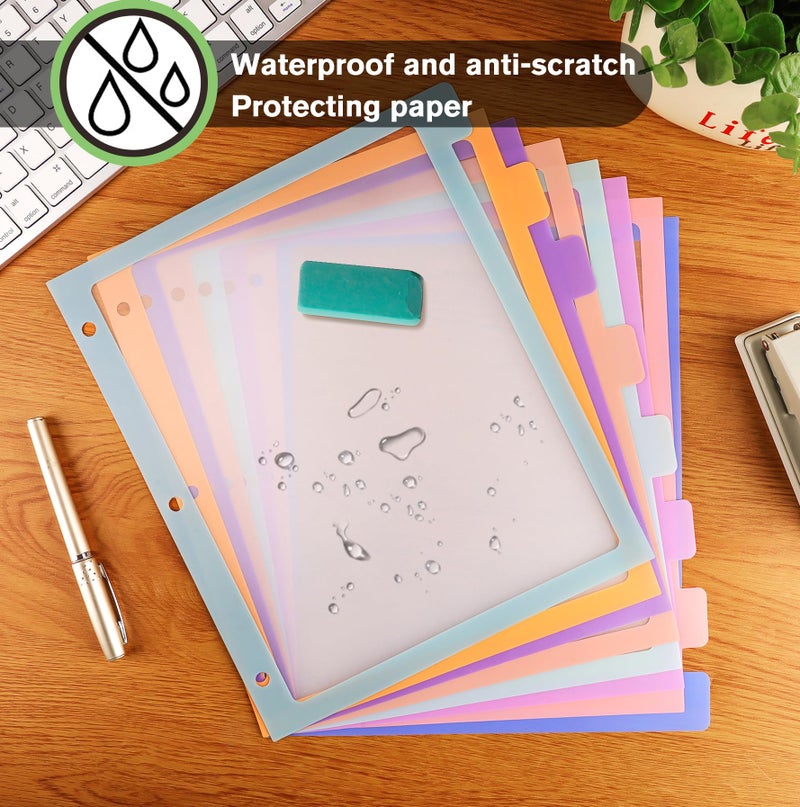 HABGP 2 Set 8 Tab Binder Dividers for 3 Ring, Plastic Binder Dividers with Tabs Letter Size Multicolor, Pastel Colors 3 Hole Punch Clear Page Folder Dividers File Organizer - Image 4