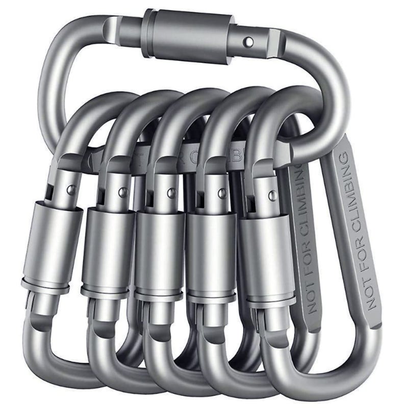 ELEPHANTBOAT® Aluminum Keychain Carabiner Clip 6pcs Spring Gate Hook Secure Gear Carry for Outdoor Use, Smooth Spring Action, Durable Aluminum Build, Handy 6pcs Set - Image 1