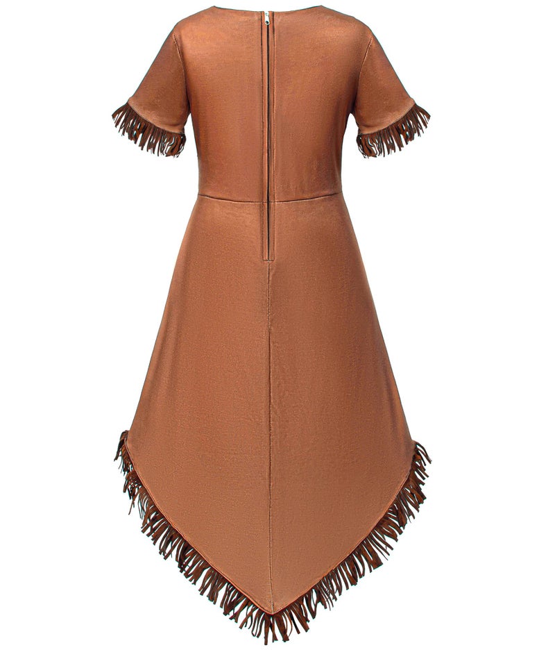 TOGROP Native American Costume Girls Dress Indigenous American Indians Kids Cosplay 3-4T Brown - Image 4