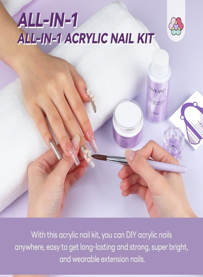 SAVILAND Essentials Acrylic Nail Kit: 30g Clear Acrylic Powder and Liquid Set with Size 12 Nail Brush Forms Tools Extension Nail Kit with Everything for Beginners Home Salon Manicure DIY - Image 2
