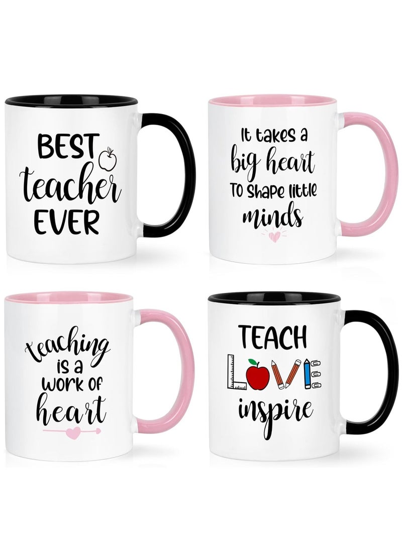 RYN Teacher Appreciation Gifts Bulk 4 Pcs Teacher Appreciation Gifts Best Teacher Ever Gifts Teacher Mug Teacher Gifts for Women Men Thank You Teacher Gifts Christmas Gifts for Teacher 11 Oz - Image 1