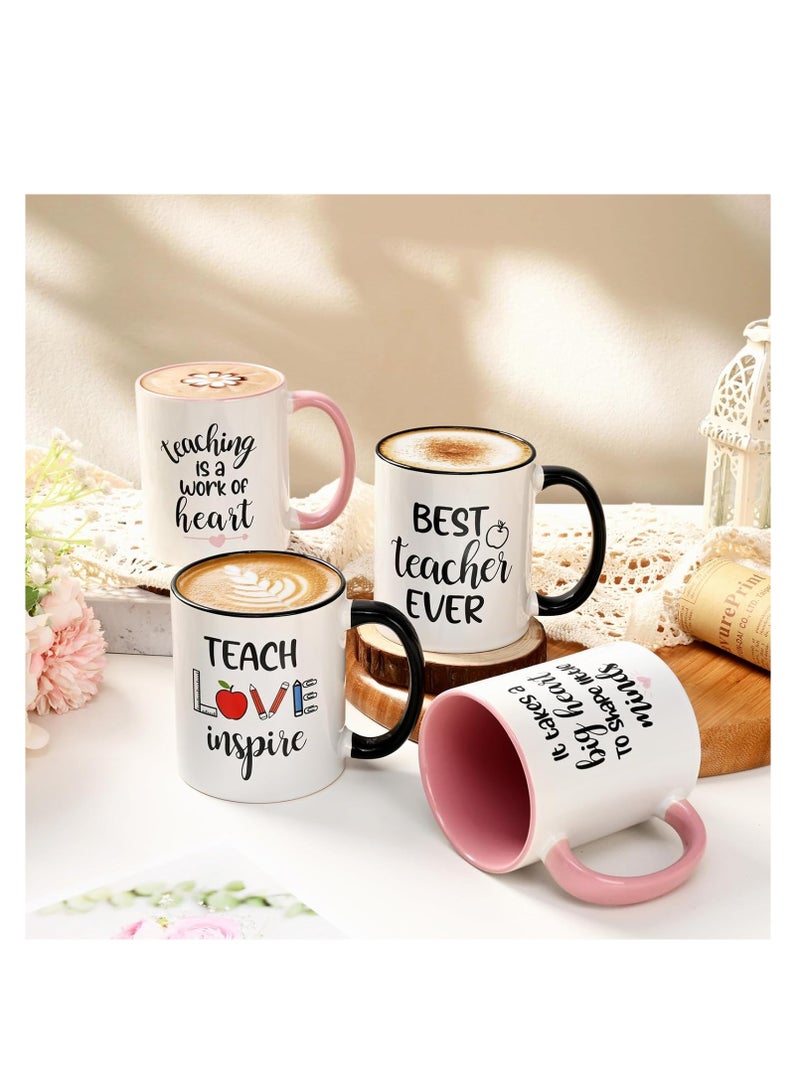 RYN Teacher Appreciation Gifts Bulk 4 Pcs Teacher Appreciation Gifts Best Teacher Ever Gifts Teacher Mug Teacher Gifts for Women Men Thank You Teacher Gifts Christmas Gifts for Teacher 11 Oz - Image 2