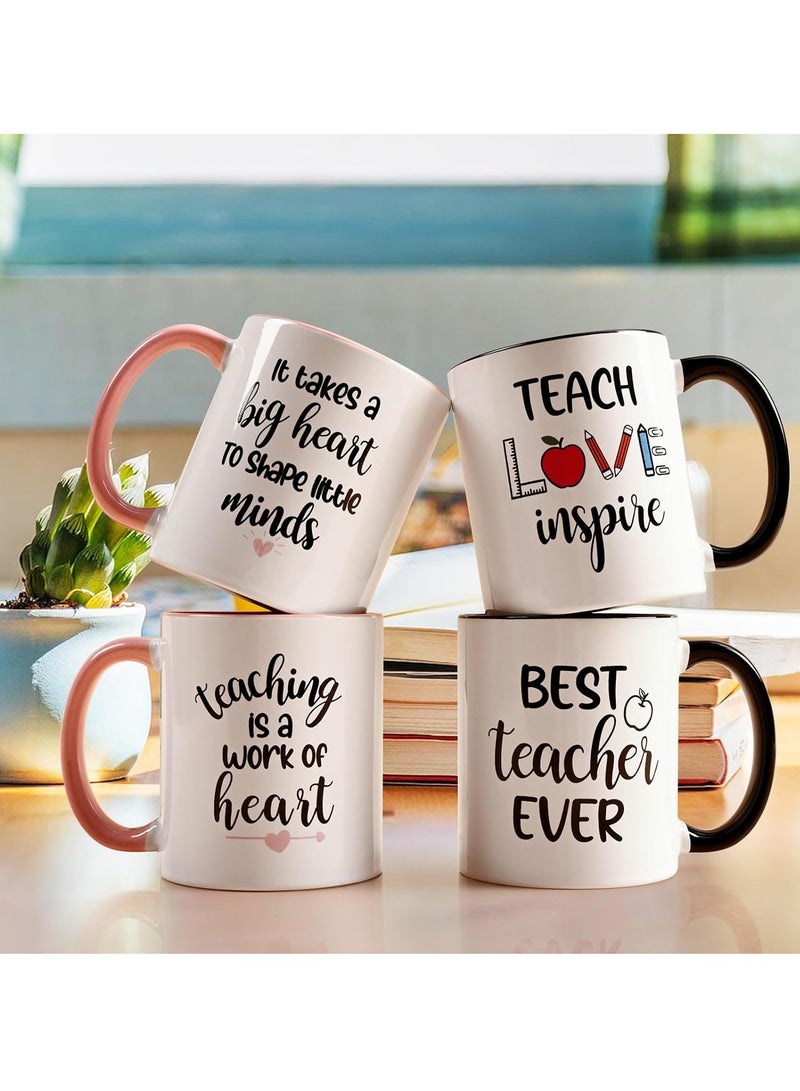 RYN Teacher Appreciation Gifts Bulk 4 Pcs Teacher Appreciation Gifts Best Teacher Ever Gifts Teacher Mug Teacher Gifts for Women Men Thank You Teacher Gifts Christmas Gifts for Teacher 11 Oz - Image 3