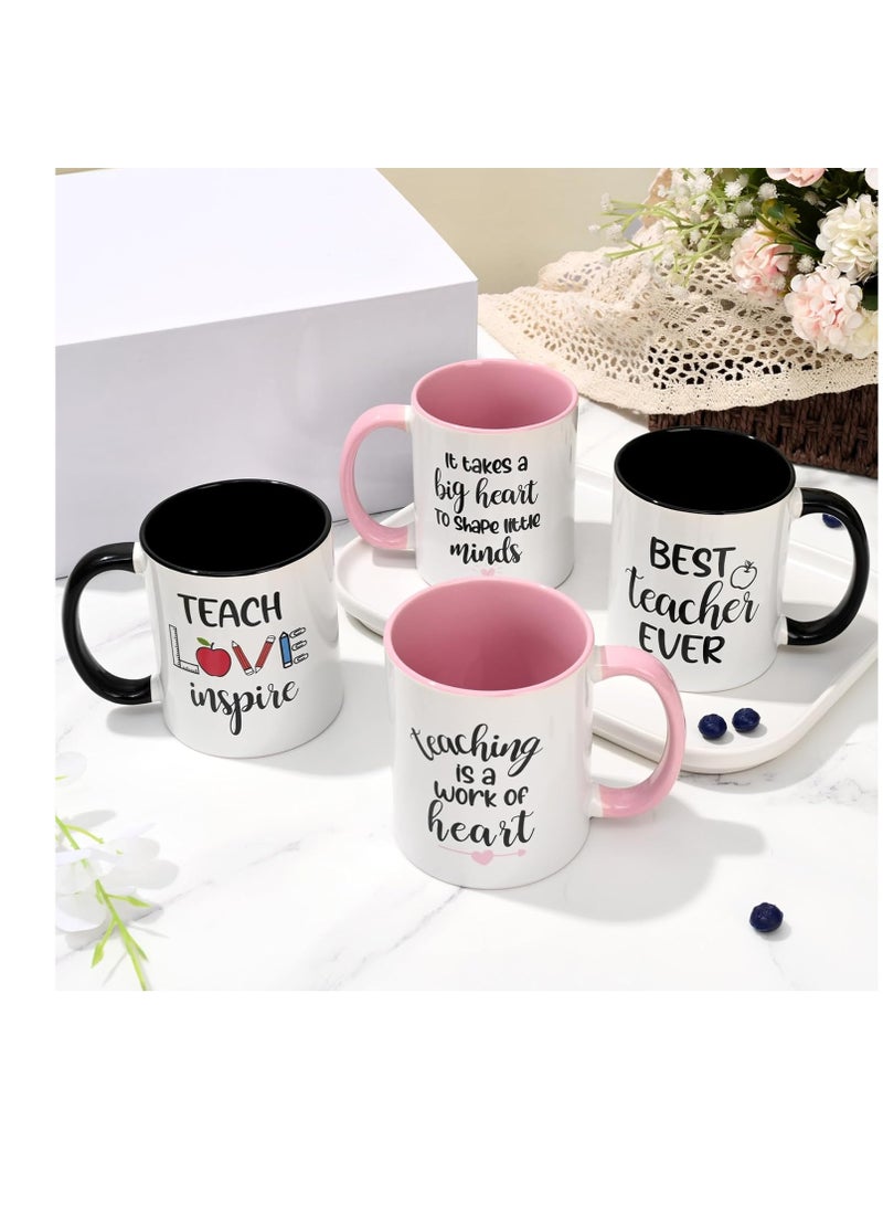 RYN Teacher Appreciation Gifts Bulk 4 Pcs Teacher Appreciation Gifts Best Teacher Ever Gifts Teacher Mug Teacher Gifts for Women Men Thank You Teacher Gifts Christmas Gifts for Teacher 11 Oz - Image 4