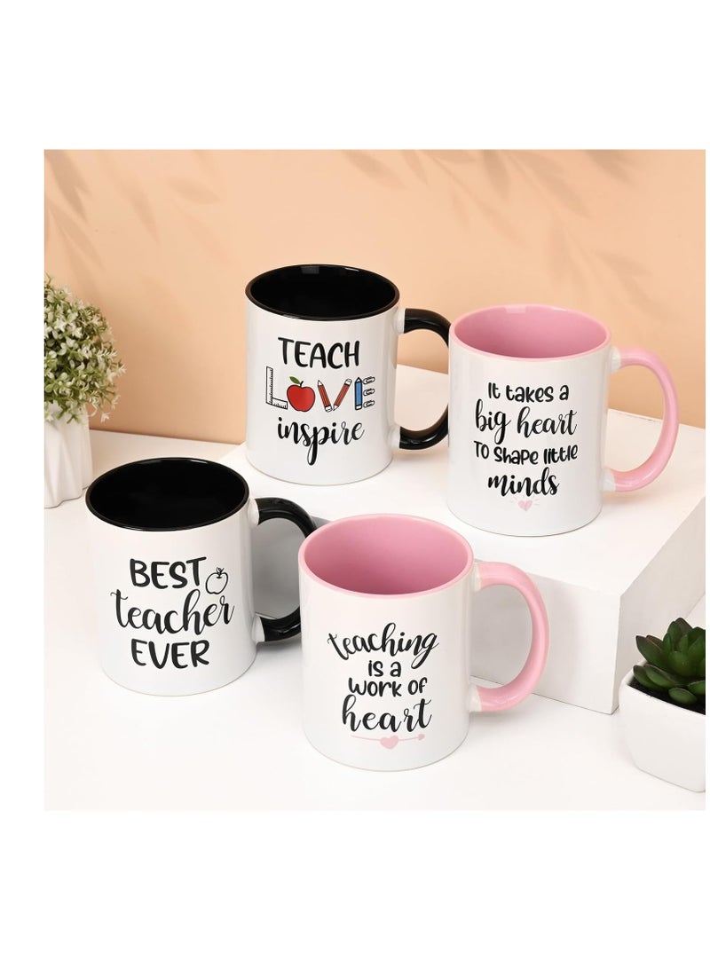 RYN Teacher Appreciation Gifts Bulk 4 Pcs Teacher Appreciation Gifts Best Teacher Ever Gifts Teacher Mug Teacher Gifts for Women Men Thank You Teacher Gifts Christmas Gifts for Teacher 11 Oz - Image 5