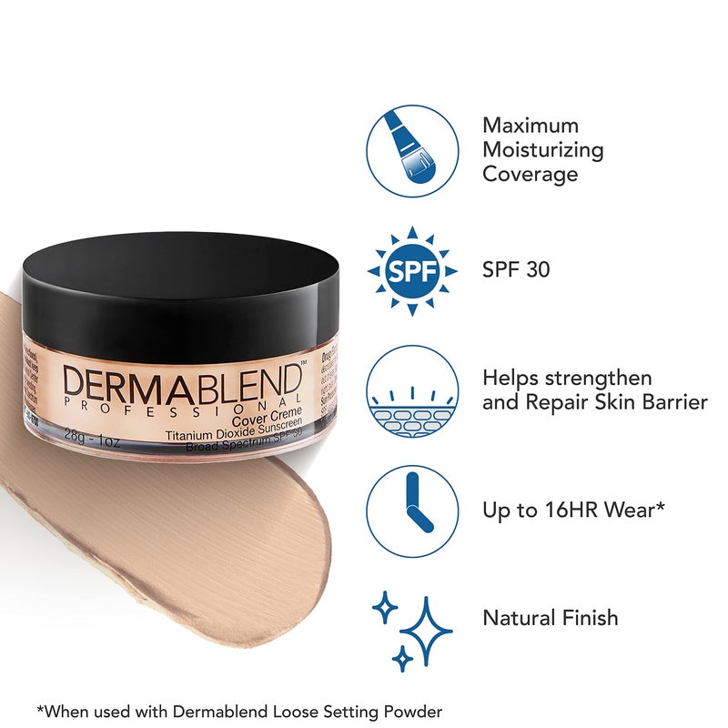 Dermablend Cover Creme High Coverage Foundation with SPF 30, 0C Pale Ivory, 1 Oz. - Image 3