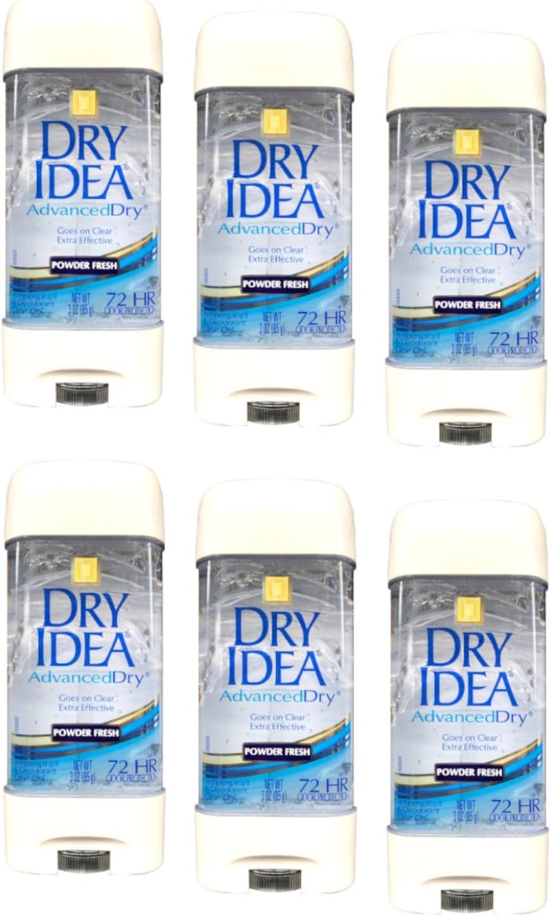 Dry Idea AdvancedDry Clear Gel Anti-Perspirant & Deodorant, Powder Fresh, 3-Ounce Tube (Pack of 6) - Image 1