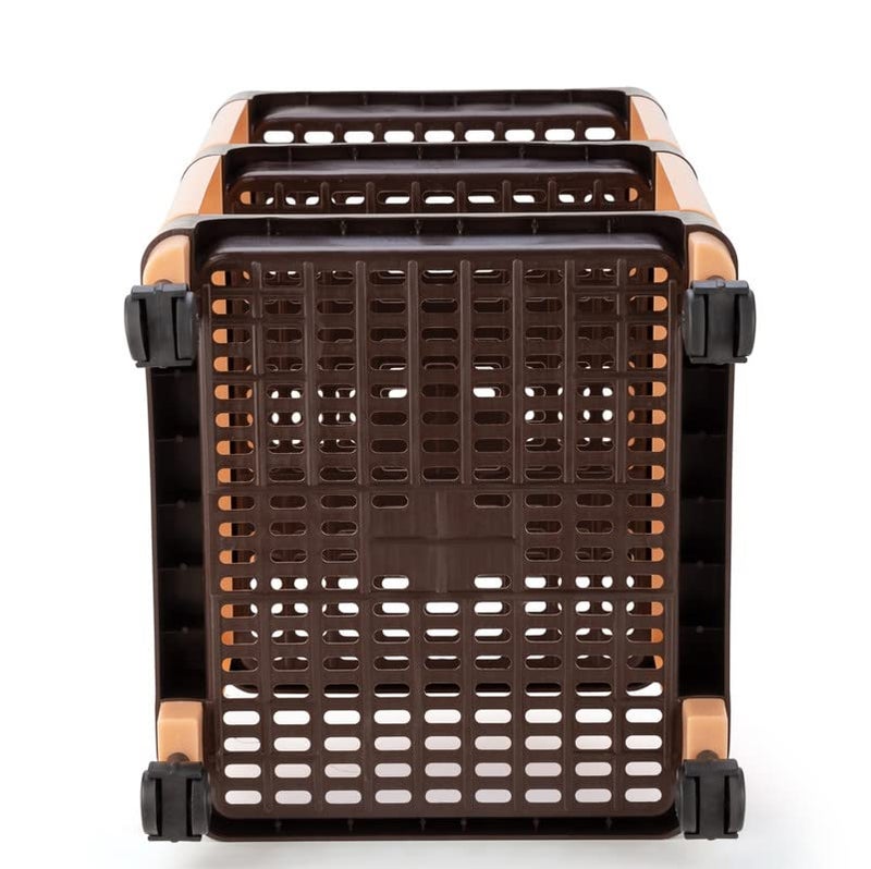 Finner Square 5 Layer Multipurpose Shelf Stand Basket Rack Trolley with Wheels for Kitchen Office Use EasytoMove Slide Out Stand Rack Basket Fruits Vegetables Basket StandBrown - Image 4