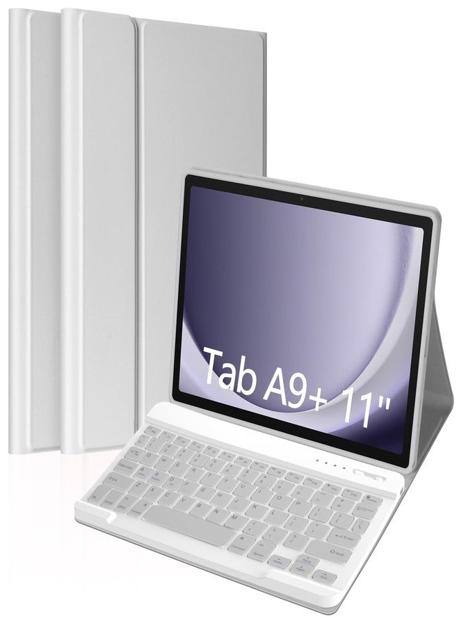 MORECOO for Samsung Galaxy Tab A9 Plus Case with Keyboard 11 inch 2023 (SM-X210/X216/X218), A9 Plus Tablet Case with Detachable Wireless Keyboard, Gray - Image 1