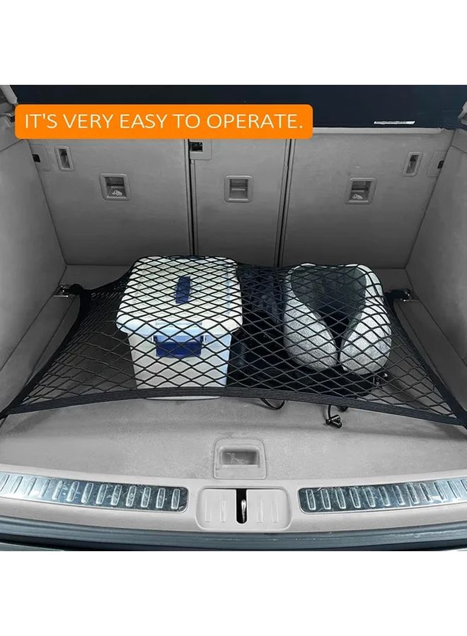 Black Expandable Car Luggage Net 80x60 to 160x120 with 4 Hooks for Trunk RV Storage - Image 3