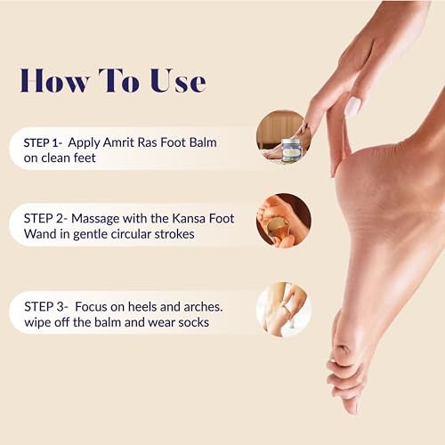Ohria Ayurveda Foot Massage Ritual | Kansa Foot Massage Wand & Amrit Ras Foot Balm | Relaxing Ayurvedic Foot Care | Hydrates & Soothes Tired Feet | For Men & Women - Image 4