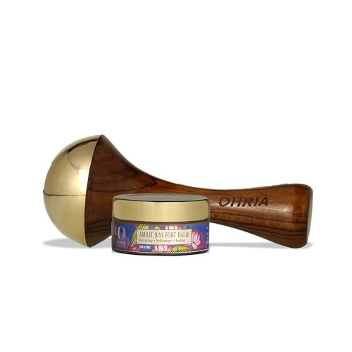 Ohria Ayurveda Foot Massage Ritual | Kansa Foot Massage Wand & Amrit Ras Foot Balm | Relaxing Ayurvedic Foot Care | Hydrates & Soothes Tired Feet | For Men & Women - Image 1
