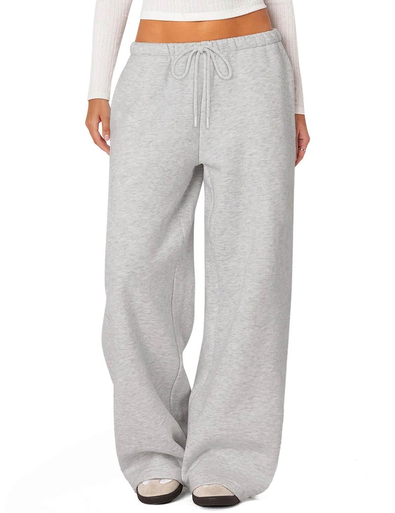 HeSaYep Women's Wide Leg Sweatpants Baggy Fleece Lined High Waisted Sweat Pants Straight Leg Casual Drawstring Pants with Pockets Grey S - Image 1