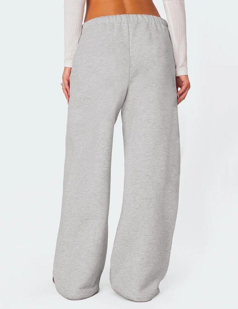 HeSaYep Women's Wide Leg Sweatpants Baggy Fleece Lined High Waisted Sweat Pants Straight Leg Casual Drawstring Pants with Pockets Grey S - Image 2