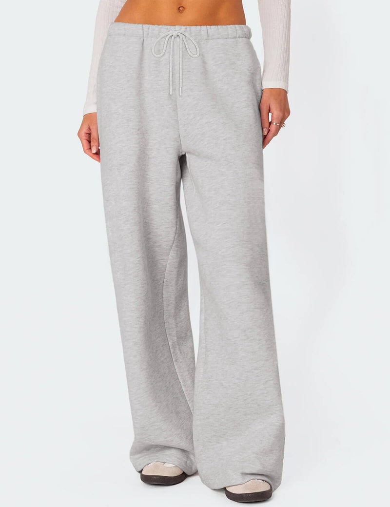 HeSaYep Women's Wide Leg Sweatpants Baggy Fleece Lined High Waisted Sweat Pants Straight Leg Casual Drawstring Pants with Pockets Grey S - Image 3