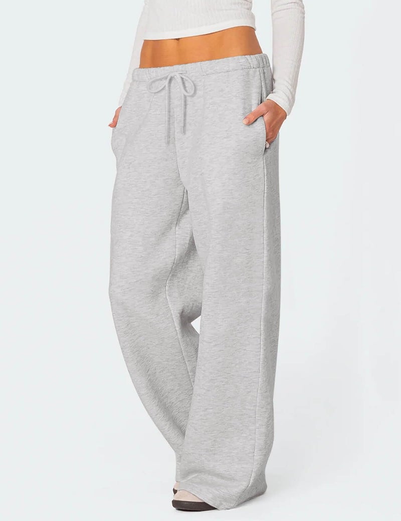 HeSaYep Women's Wide Leg Sweatpants Baggy Fleece Lined High Waisted Sweat Pants Straight Leg Casual Drawstring Pants with Pockets Grey S - Image 5