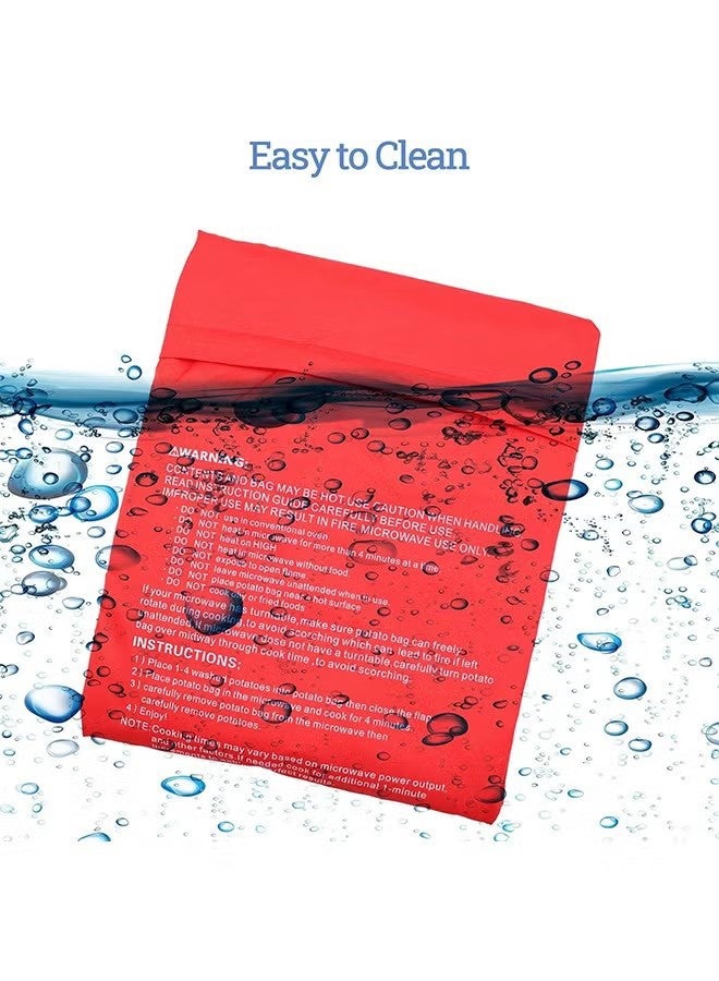 واي جيه كيس بطاطس للميكروويف، حقيبة طهي بطاطس قابلة لإعادة الاستخدام للميكروويف، طهي البطاطس المثالية في 4 دقائق، كيس مخبوز باللون الأحمر، حجم 19x25 سم، 3 قطع - Image 3