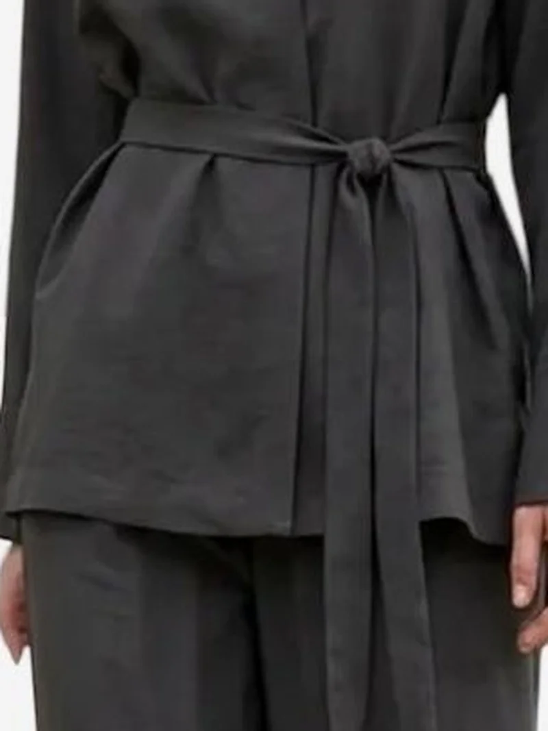 My Fashion Charcoal Grey MY FASHION Belted V-neck Long Sleeve Two-Piece Set for Women | Best Price UAE