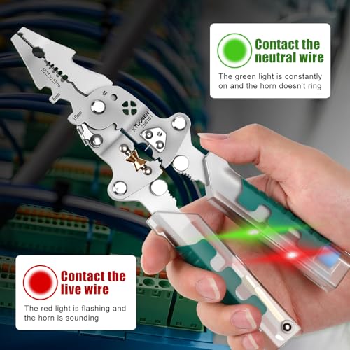 BSummit 18 In 1 Foldable Ｗire Stripper, With Voltage Detector, Multifunctional Wire Stripping Pliers for Cutting And Pulling Wires Cable, Cable Cutters with Plier, Crimper (1PCS) - Image 4
