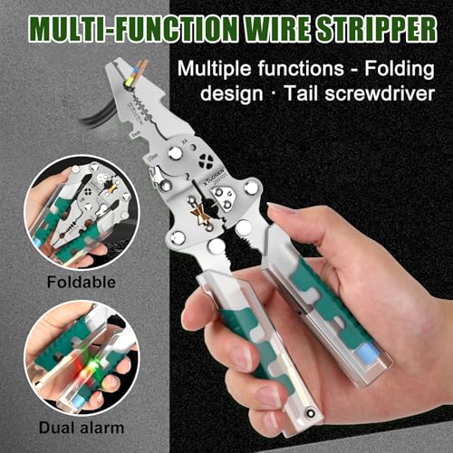 BSummit 18 In 1 Foldable Ｗire Stripper, With Voltage Detector, Multifunctional Wire Stripping Pliers for Cutting And Pulling Wires Cable, Cable Cutters with Plier, Crimper (1PCS) - Image 3