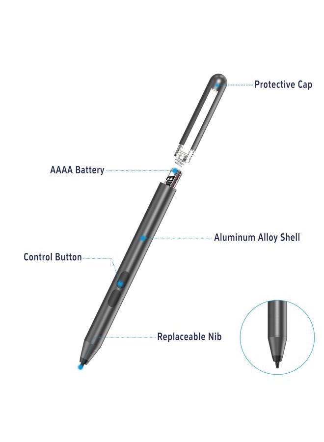 hacey Active Pen for HP Specter X360 Envy X360 Pavilion x360 Spectre x2 Envy x2 Laptop-Specified Surface Pen Microsoft Pen Protocol Inking Model (Grey) - Image 5