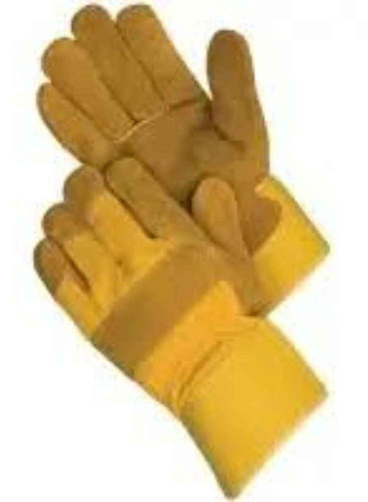 KNP KNP Safety leather hand gloves in yellow are designed to provide protection and visibility in various work environments. 