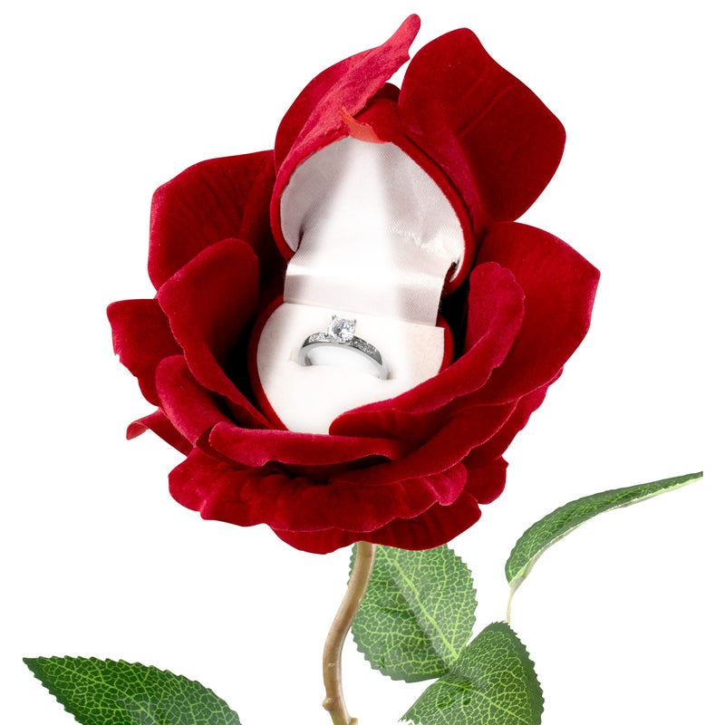Noble Rose Ring Box with Light  Flower LED Engagement Ring Box for Proposal Ring or Special Occasions