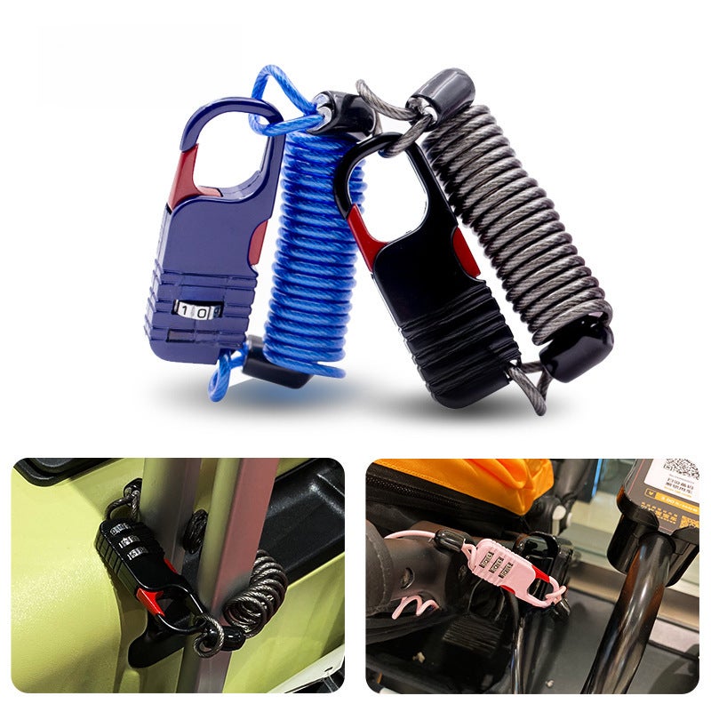 Retractable Luggage Lock Baby Stroller Security Cable Black - Image 1