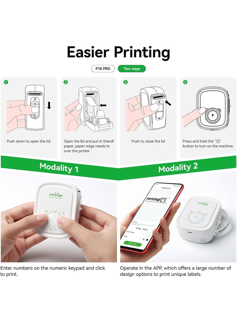 PeriPage P10Pro Portable Label Printer - Wireless Bluetooth Label Printer with Adhesive Tape, Multiple Templates, Easy to Use for Office and Home Organisation, USB Rechargeable (White) - Image 5