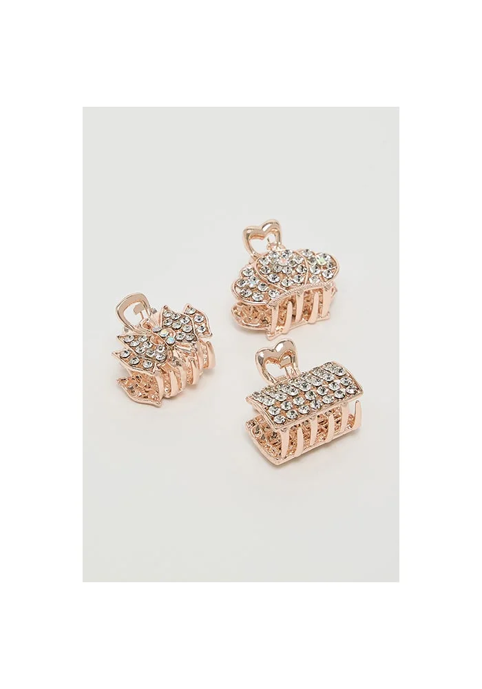 3 Piece Studded Claw Clips